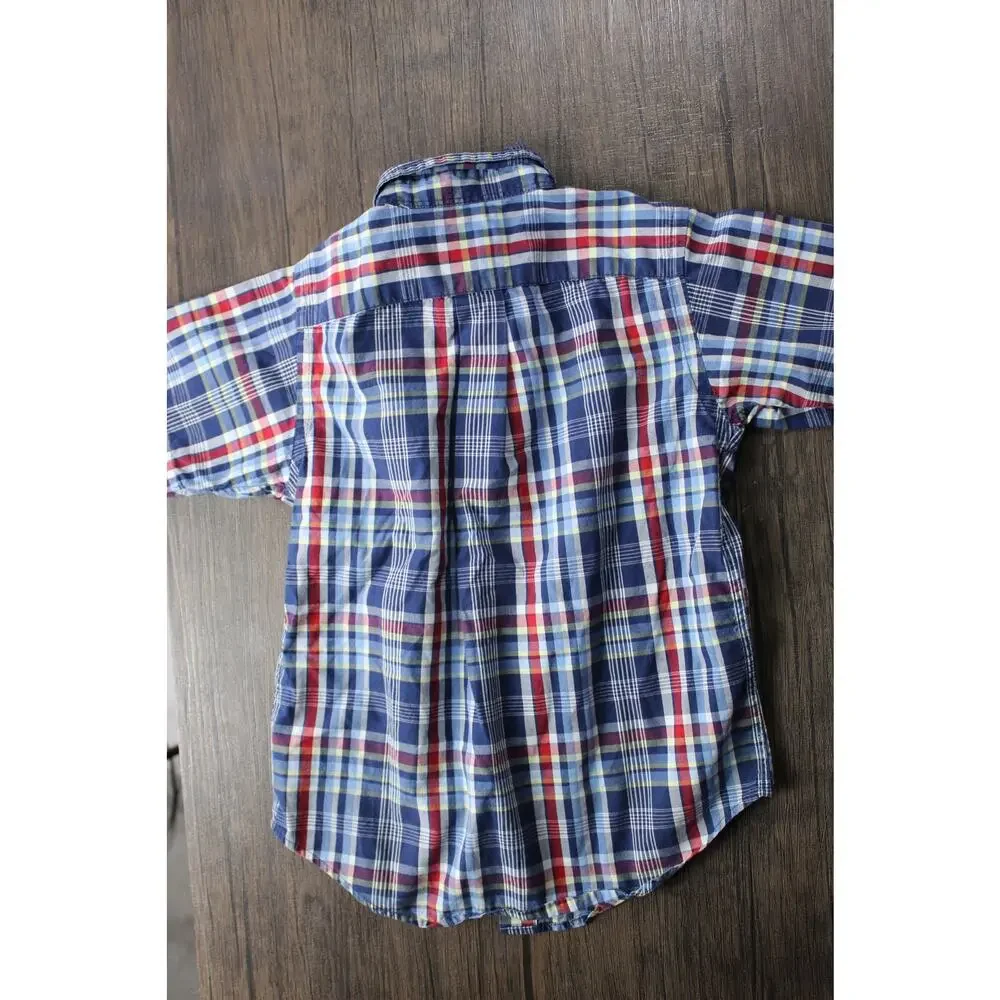 Ralph Lauren Polo Blue Label Short Sleeve Button Down Plaid Shirt Boys Size 5
